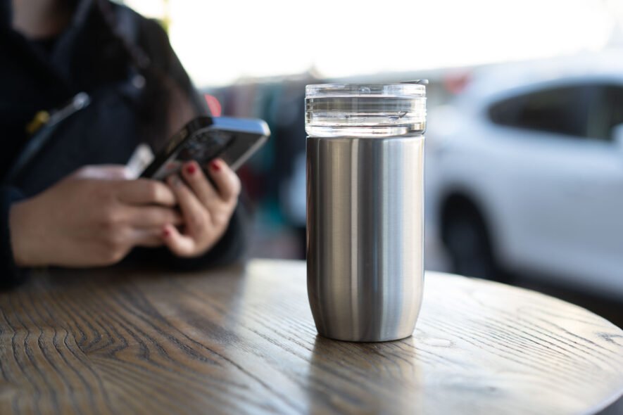 Mukoko glass and steel tumbler